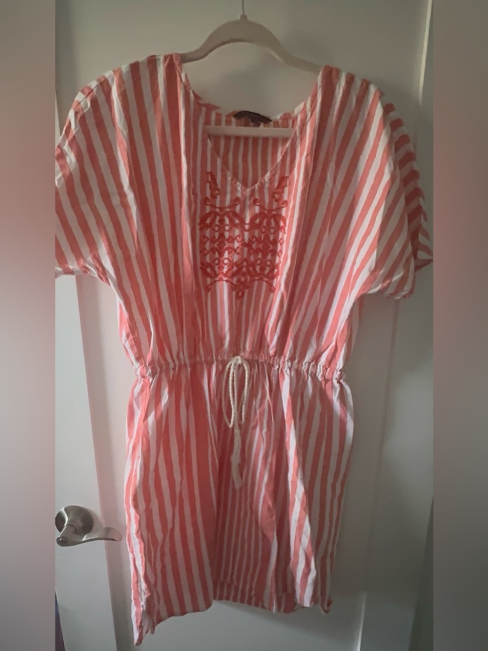 Tommy Hilfiger Coral and White Striped Top